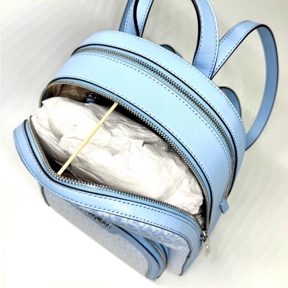 Michael Kors Jaycee Medium Ombré Signature Logo Backpack Light Sky Blue - Picture 8 of 11